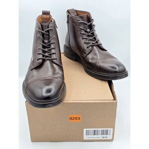 H&M Chelsea Boots Brown Oak Side Zipper Lace Up Ankle Boots Mens Size 10M